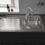 HANSGROHE - Dřezy Vestavný dřez S4113-F540 s odkapávací plochou a automatickým odtokem, nerezová ocel 43339800