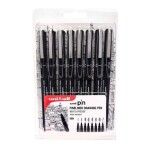 Uni-ball Uni-ball, 153544970, PIN, sada linerů a brush popisovače, černá, 8 ks