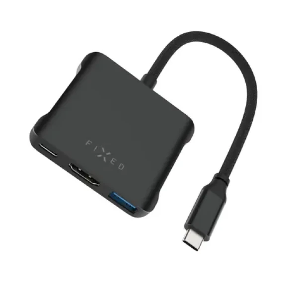 FIXED 5-portový hliníkový USB-C HUB Quadri pro notebooky 140W PD 3.1 vesmírně černá (FIXHU-QR-BK)