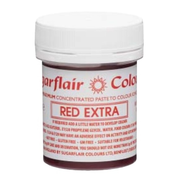Sugarflair Extra červená pastová barva (Red extra) 42g