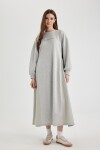 DEFACTO Relax Fit Crewneck Combed Cotton Long Sleeve Dress