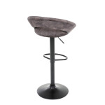 Židle barová, hnědá sametová látka, černá podnož