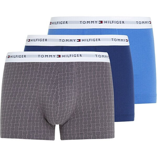 Pánské boxerky 3P TRUNK PRINT UM0UM02768 0W2 modré Tommy Hilfiger