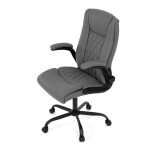 Křeslo kancelářské, šedá ekokůže, kovový kříž, kolečka na tvrdé podlahy