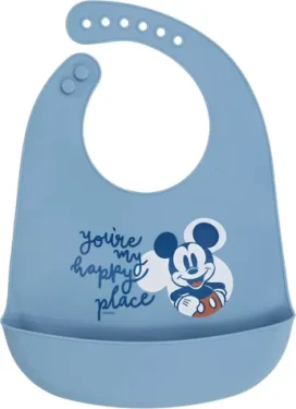 STOR Silikonový bryndák Mickey Mouse / Bryndák / Silikon / Kapsa na zbytky jídla / Bez BPA (10429)