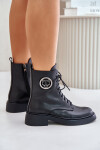 Kožené botky worker s teplou podšívkou na zip černé Elosie 38