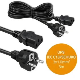 Napájecí kabel SCHUKO CEE 7/7 (E/F) - IEC C13 3 m / Napájecí kabel / 3x1,0 mm2 / čistá měď Cu (54627)
