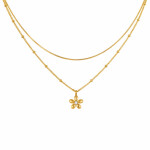 Dvojitý náhrdelník s květinovým motivem Fleur - chirurgická ocel, Zlatá