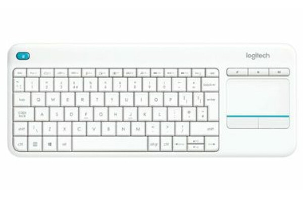 Logitech Wireless K400 Plus CZ bílá / Bezdrátová klávesnice / Touchpad / USB / CZ layout (920-007152)