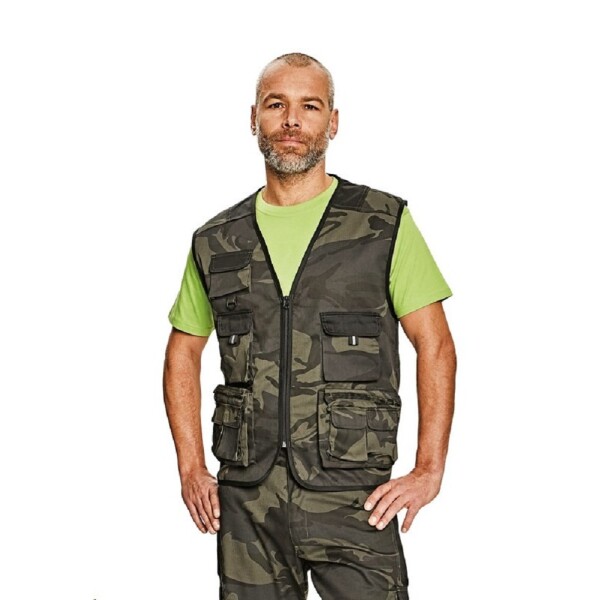 Vesta CRAMBE panská lehká vesta z T/C twillu olivová camouflage XL- olivová