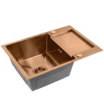 REA/S - Ocelový dřez Paul BRUSH COPPER s kuchyňskou baterií KPL-06017