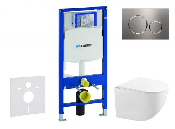 GEBERIT - Duofix Set předstěnové instalace, kompaktního klozetu Gaia a sedátka softclose, tlačítko Sigma20, nerez SANI11CA6104