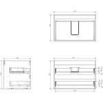 MEXEN - Box-A skříňka pro umyvadlo 70, 2 zásuvky, černá mat 91AX0-0700-470-2-71