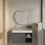 Erga Charlotte, kulaté LED zrcadlo 70cm, černý kovový rám, 1610 lm, 6500K, přední boční osvětlení, ERG-V01-204-7070-BK