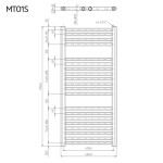 MEREO - Otopný žebřík, rovný, 450x970 mm, bílý, středové připojení MT01S