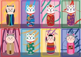 YAZZ Puzzle Maneki Kokeshi