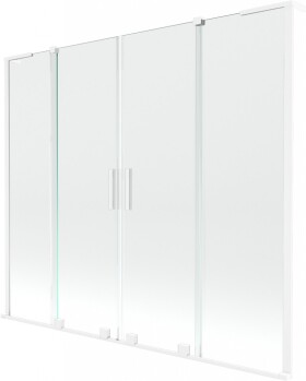 MEXEN/S - Velar L Duo dvoukřídlá posuvná vanová zástěna 200 x 150 cm, transparent, bílá 896-200-003-02-20