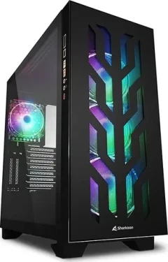 Sharkoon ELITE SHARK CA300T černá / ATX / 2x USB 3.0 / 1x USB-C / 4x 120 mm / RGB / Bez zdroje / průhledná bočnice (4044951030149)