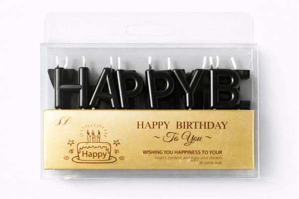 Dortové svíčky "Happy Birthday" černé 13ks