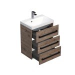Koupelnová skříňka s černou úchytkou a umyvadlem SAT Cube Way 60x76,540 cm dub Wellington mat CUBE2C603DW CUBE2C603DW
