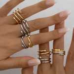 ELENYS Layers Duo – pozlacený prsten 18K žluté zlato Velikost: 10 (EU: 61-63)