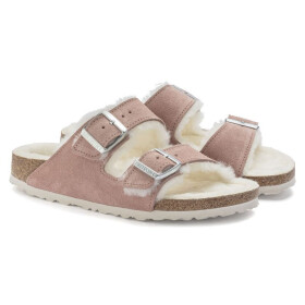 Birkenstock Arizona Suede Leather Shearling Pink Clay LAF zateplené žabky úzké (1023258) dámské 41