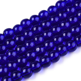 Skleněné korálky - průsvitné - tmavě modré - ∅ 10 mm - 10 ks