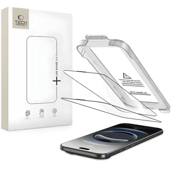 Tech-Protect Quick Set+ černá / Ochranné sklo / Apple iPhone 17 Air / 2 ks / Tvrzené sklo