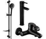 MEXEN/S - Lua DF74 SET vanová a umyvadlová baterie, černá 72813DF74-70