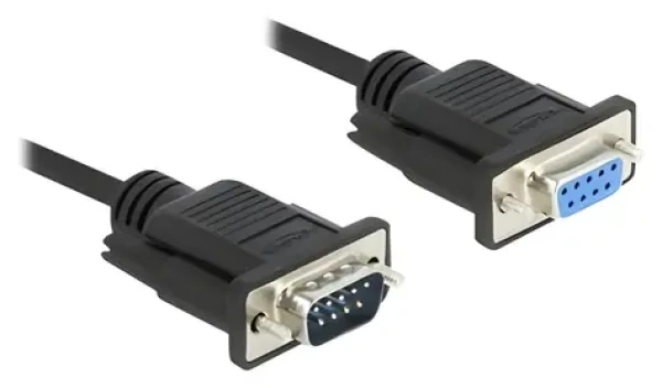 DeLock RS-232 Sub-D9 samec - Sub-D9 samice 2 m černá / Sériový kabel / PVC plášť (86579)