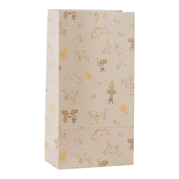 Maileg Papírový sáček Have a mice day 30,5 cm – set 5 ks, krémová barva, papír