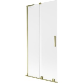 MEXEN/S - Velar L dvoukřídlá posuvná vanová zástěna 90 x 150, dekor, zlatá 896-090-003-31-50