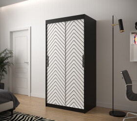 Šatní skříň Abi Jodelka 1 Barva korpusu: Černá, Rozměry: 100 cm, Dveře: Bílá mat