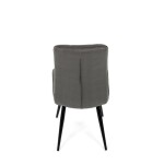 Židle jídelní, šedá látka v dekoru broušené kůže, černý kov