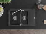 MEXEN/S - Gaspar granitový dřez 1.5 s odkapávačem včetně baterie Carla, černá kropenatá 6507-76-670700-00