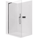 CERANO Sprchová zástěna Walk-in Onyx L-levá vzpěra - 8 mm - černá matná, transparentní sklo - 140x200 cm