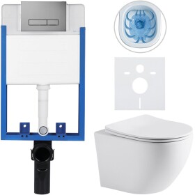 CERANO Kompletní WC set Profi/Cesso - bílá matná - WC tlačítko Slim/Tmavě šedá - pro zazdění - 49x36 cm - 448582