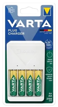 Varta Plug Charger bílá / Nabíječka baterií / 4x AA 2100 mAh / NiMH (57657101451)