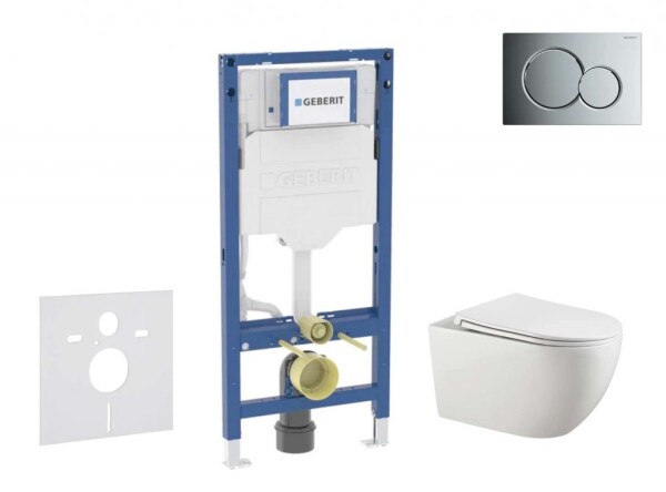 GEBERIT - Duofix Set předstěnové instalace, klozetu Gaia a sedátka softclose, tlačítko Sigma01, lesklý chrom SANI11CA1132B
