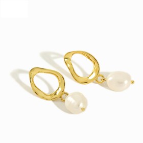 LUNICA Stříbrné večerní náušnice PERLY GOLD 0558