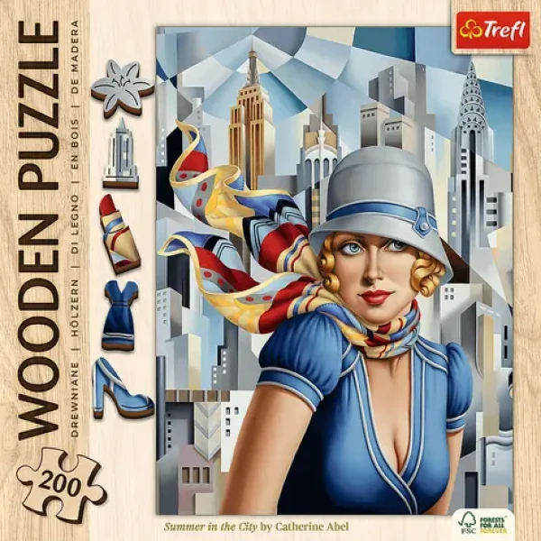 TREFL Dřevěné puzzle Art: Catherine Abel - Léto ve městě