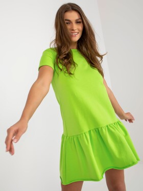RUE PARIS dámské limetkově zelené volánové šaty