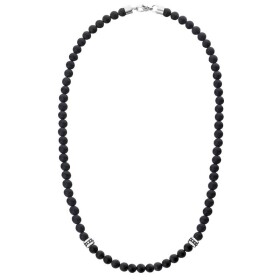 Pánský korálkový náhrdelník Eliseo - přírodní onyx, Černá 50 cm