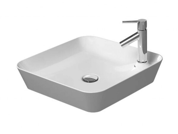 DURAVIT - Cape Cod Umyvadlo na desku, 46x46 cm, bez přepadu, s otvorem pro baterii, DuraCeram, WonderGliss, bílá 23404600001