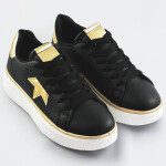 Černo-zlaté šněrovací tenisky sneakers s hvězdičkou (BB126A) černá XL (42)