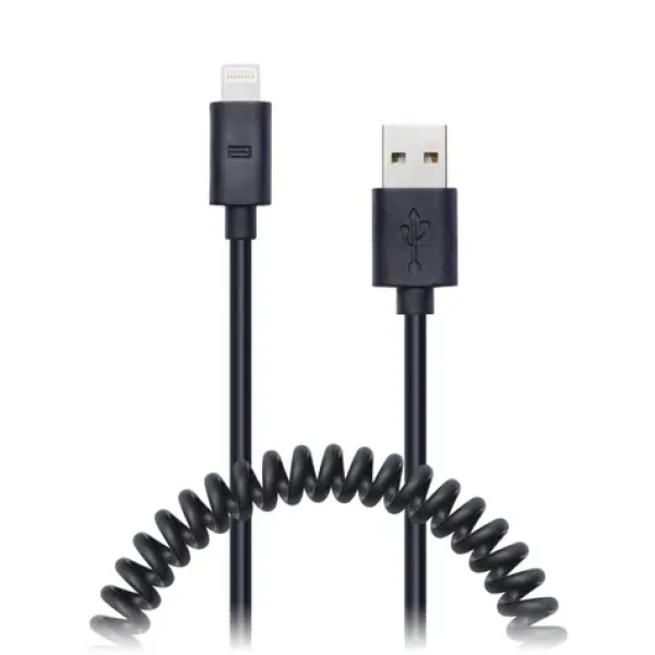 CONNECT IT Wirez Apple Lightning - USB spirálový flexibilní kabel 1.2 m černá (CI-682)