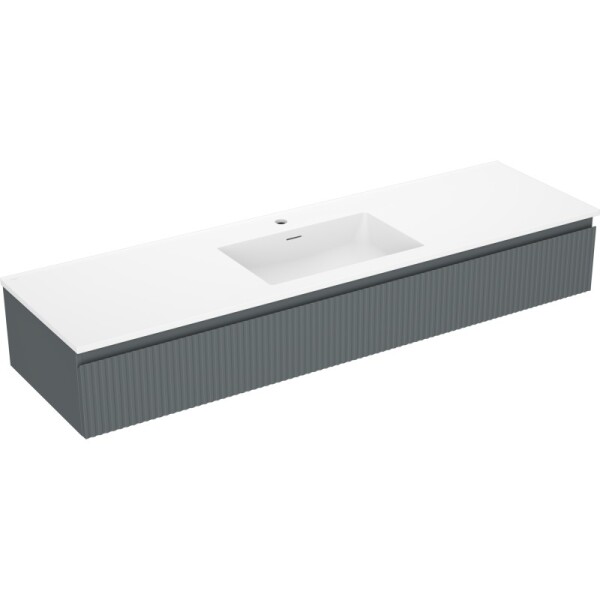 MEXEN/S - Rivel koupelnová skříňka 160 cm s umyvadlem Otis, 1 šuplík, reliéf , grafit mat/bílá mat - 91A20-16023-1-BF66-W18M0 91A20-16023-1-BF66-W18M01