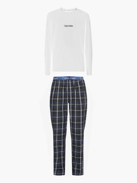 Pánský pyžamový set NM2184E 1MT bílá/modrá Calvin Klein bílá/modrá