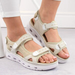 Pohodlné sandály na suchý zip Rieker W RKR691 beige 40
