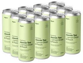 Vilgain Cold Brew zelený čaj – 12× Lemongrass & broskev 330 ml